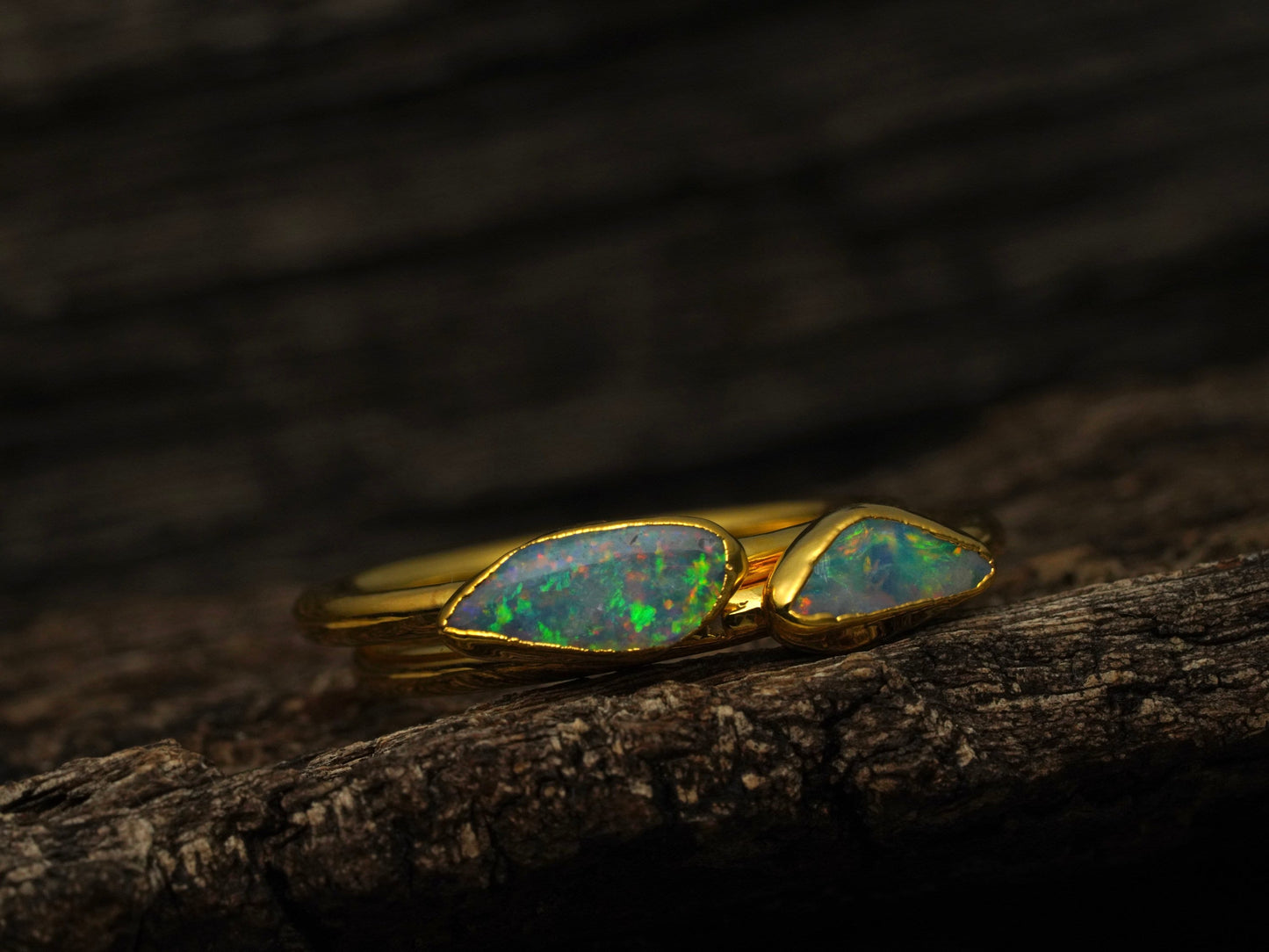 Raw Opal Ring for Women • Australian Opal • October Birthstone • Gift for Her • Gemstone Statement Ring • Gold Filled Ring