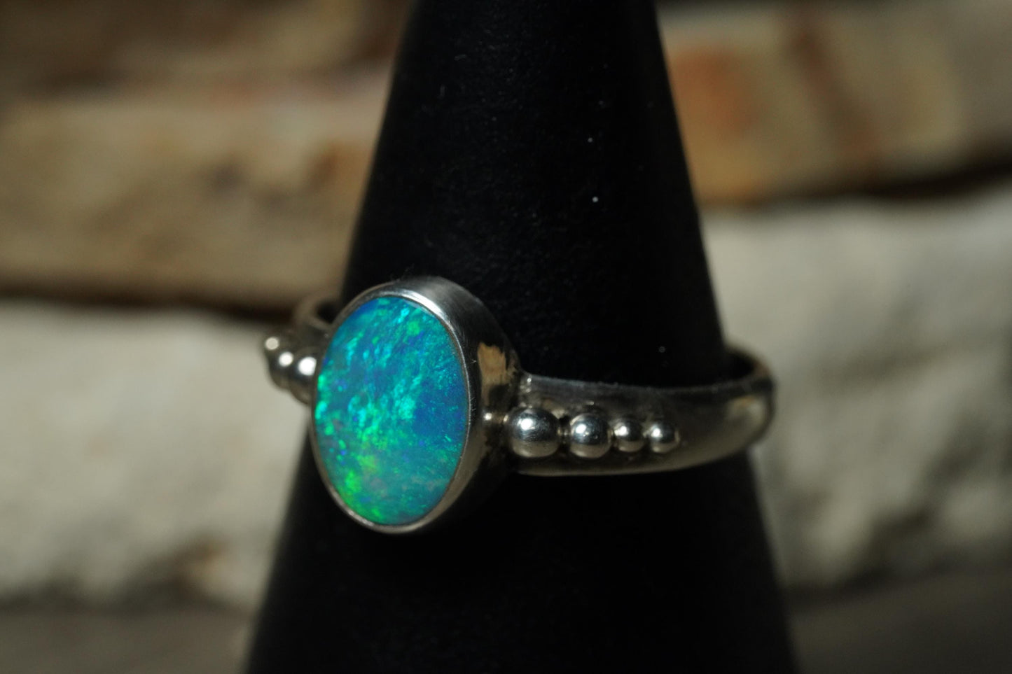 Australian Opal Silver Ring Size 7 | Natural Unique Colourful Opal | Gift For Women October Birthstone