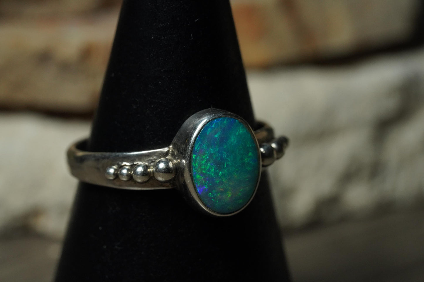Australian Opal Silver Ring Size 7 | Natural Unique Colourful Opal | Gift For Women October Birthstone
