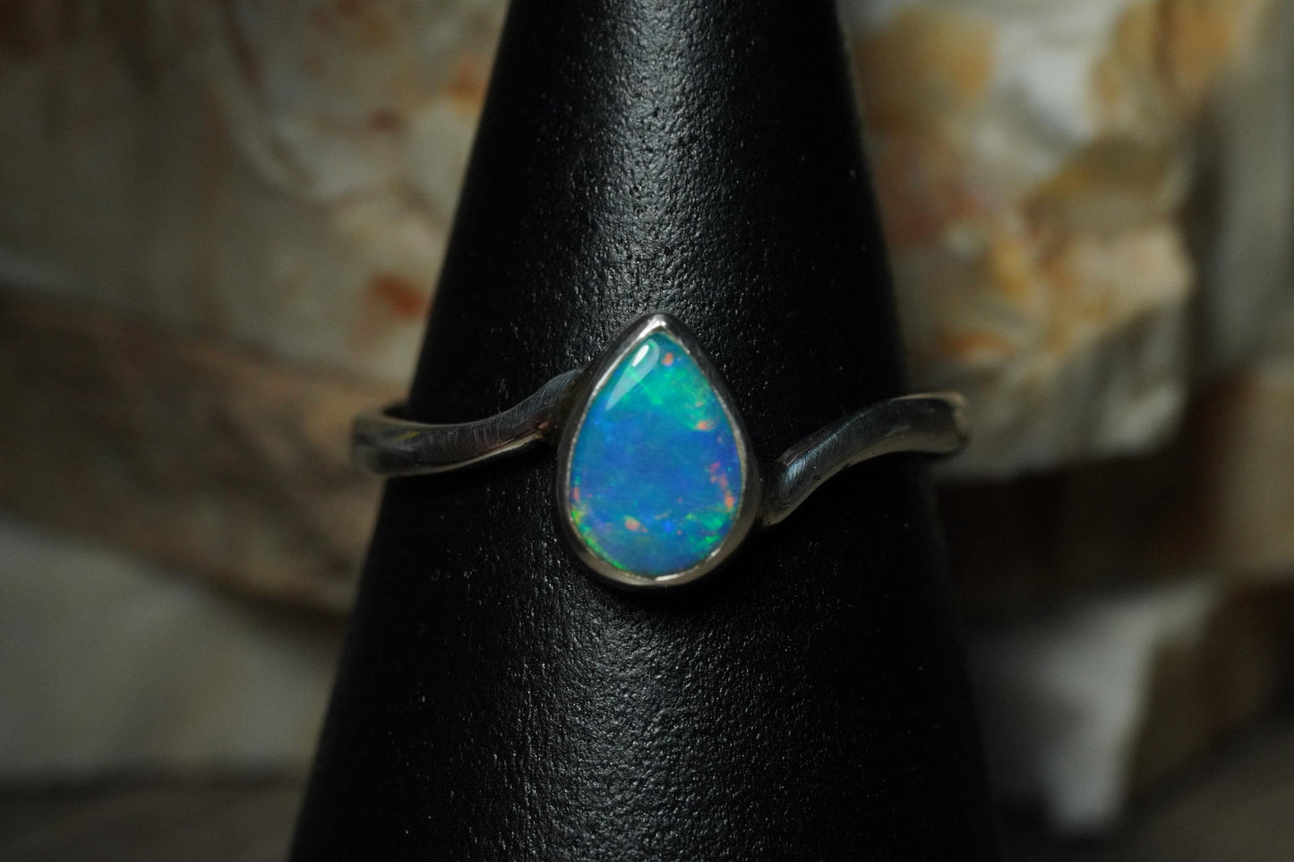 Australian Opal Silver Ring Size 7 | Natural Unique Colourful Opal | Gift For Women October Birthstone