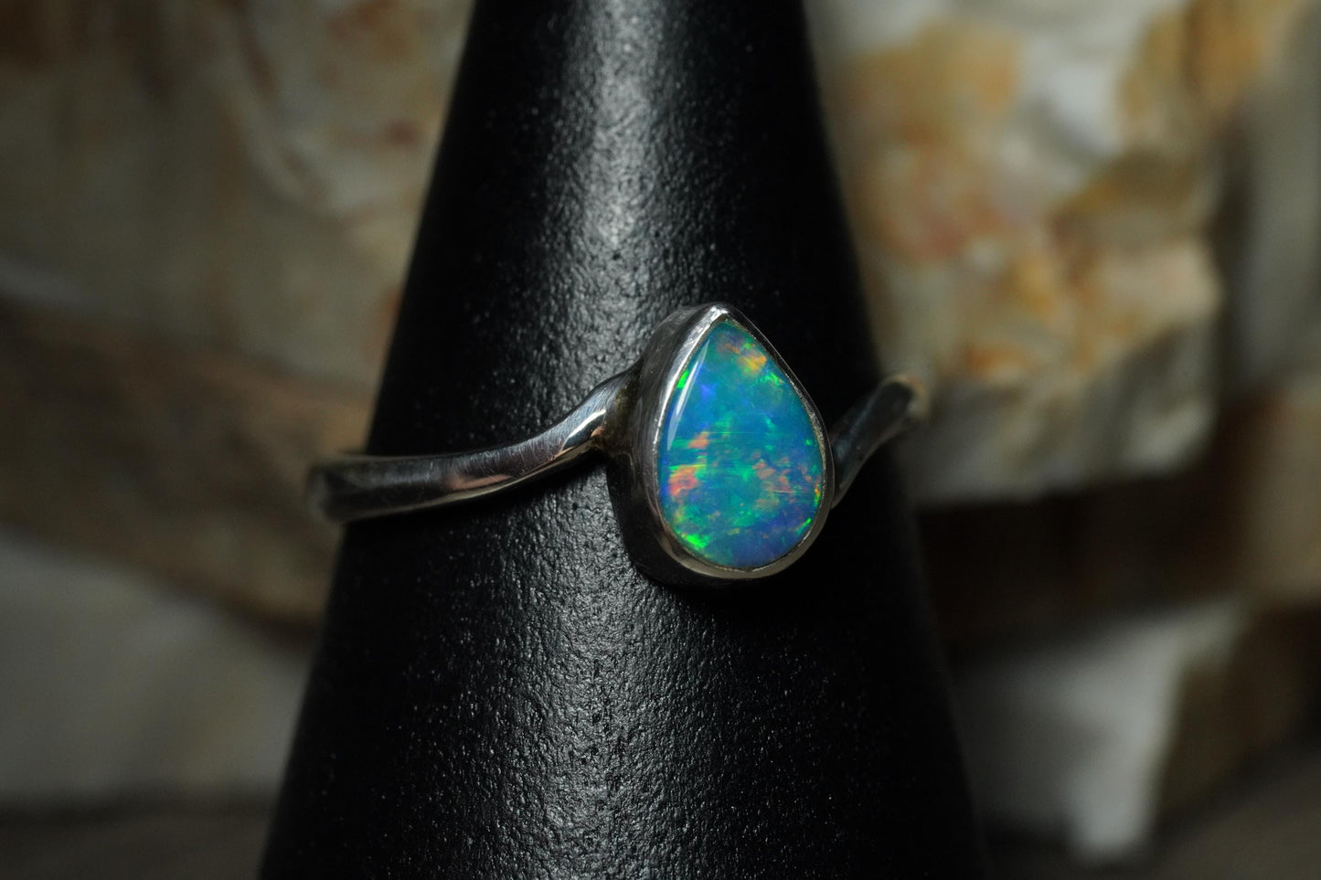 Australian Opal Silver Ring Size 7 | Natural Unique Colourful Opal | Gift For Women October Birthstone