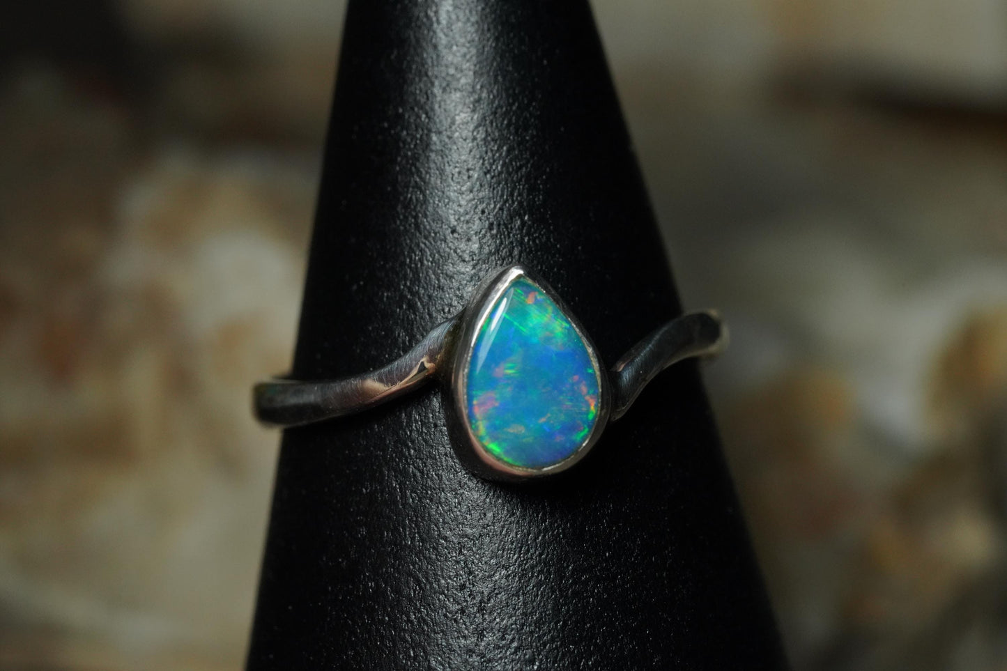 Australian Opal Silver Ring Size 7 | Natural Unique Colourful Opal | Gift For Women October Birthstone