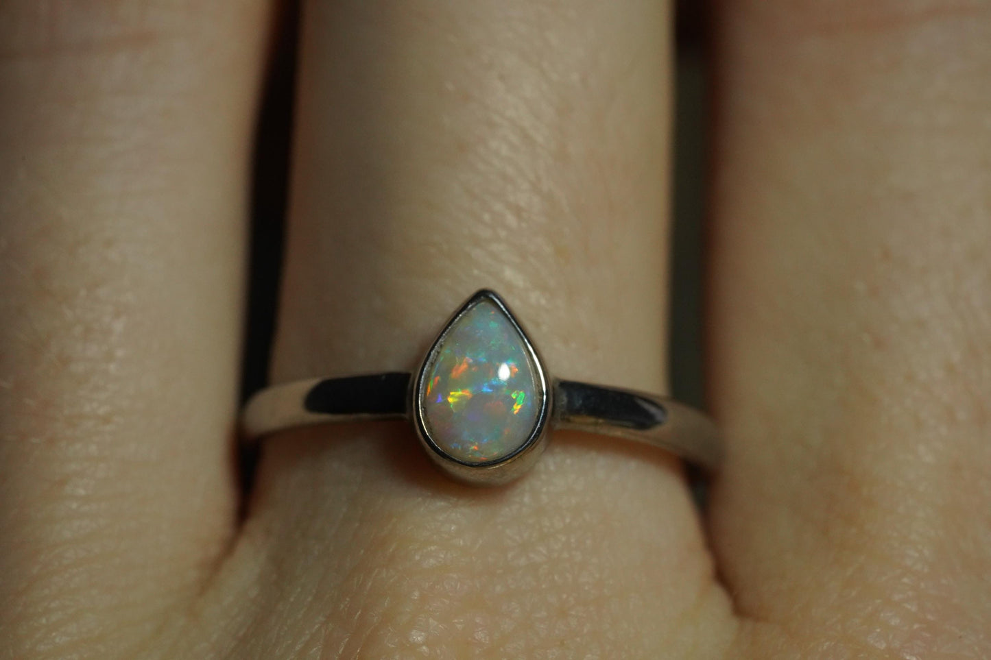 Australian Solid Opal Silver Ring Size 8 | Natural Unique Colourful Opal | Gift For Women October Birthstone