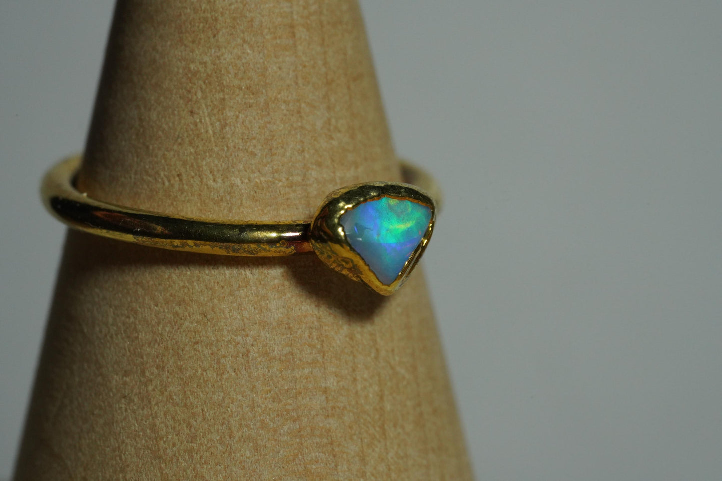Single Raw Opal Gold Ring | Unique Gift for Her | October Birthstone | Electrform Opal Ring | Size 6