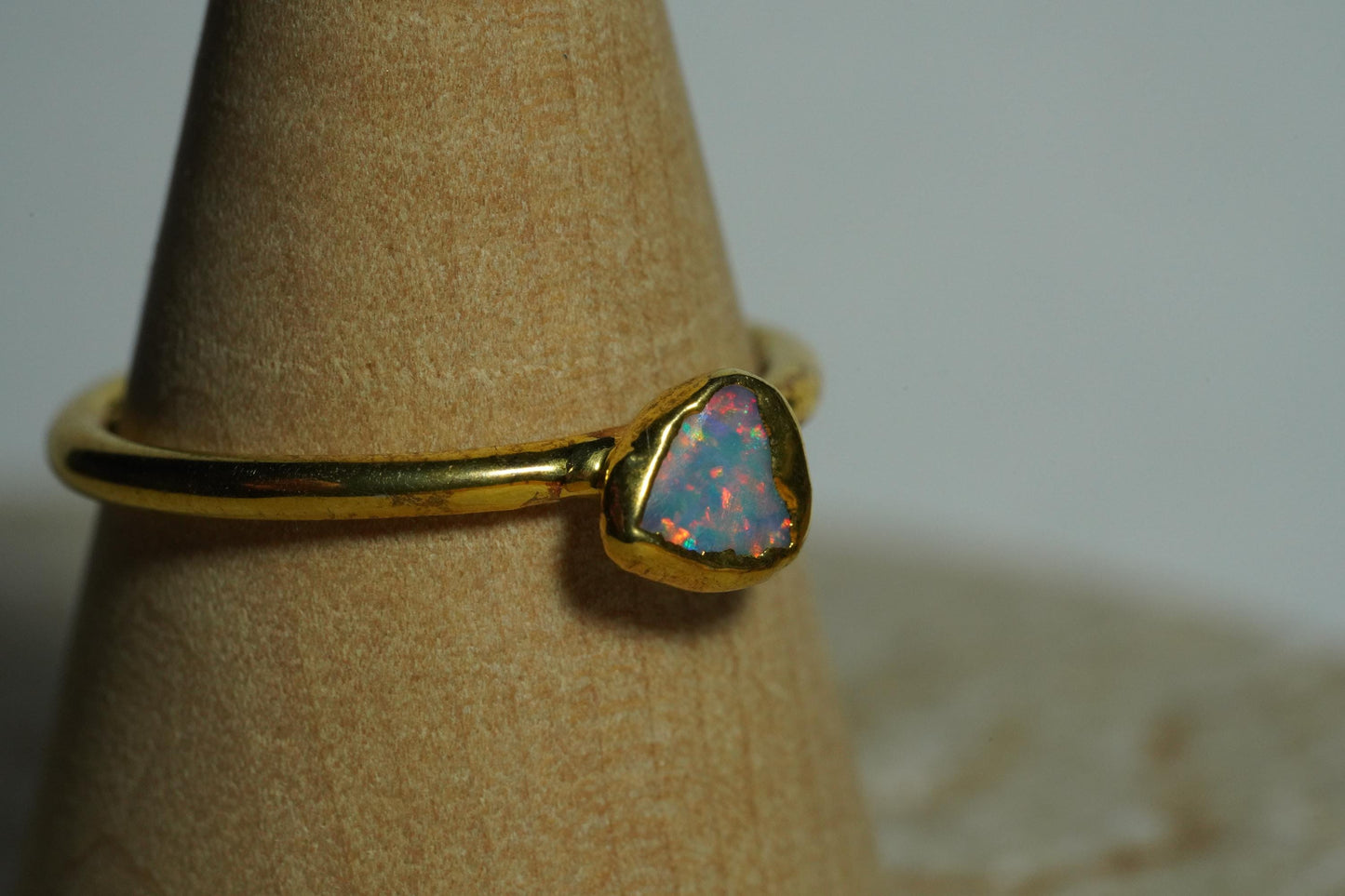 Single Raw Opal Gold Ring | Unique Gift for Her | October Birthstone | Electrform Opal Ring | Size 7