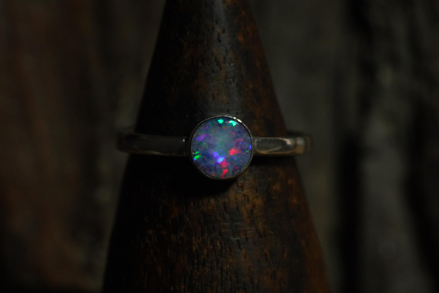 Australian Opal Doublet Silver Ring Size 8 | Natural Unique Colourful Opal | Gift For Women October Birthstone