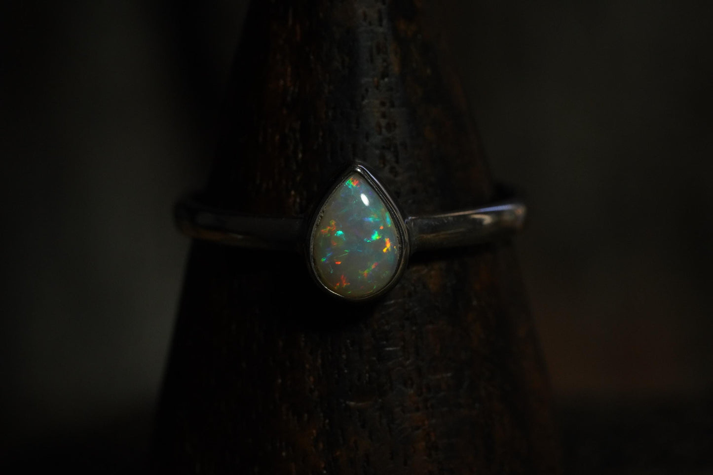 Australian Solid Opal Silver Ring Size 8 | Natural Unique Colourful Opal | Gift For Women October Birthstone