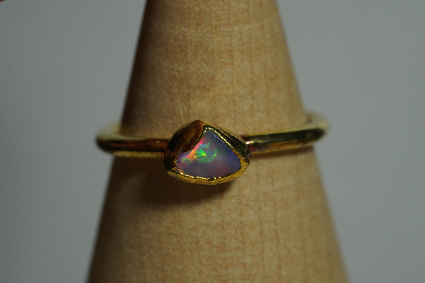 Single Raw Opal Gold Ring | Unique Gift for Her | October Birthstone | Electrform Opal Ring | Size 6