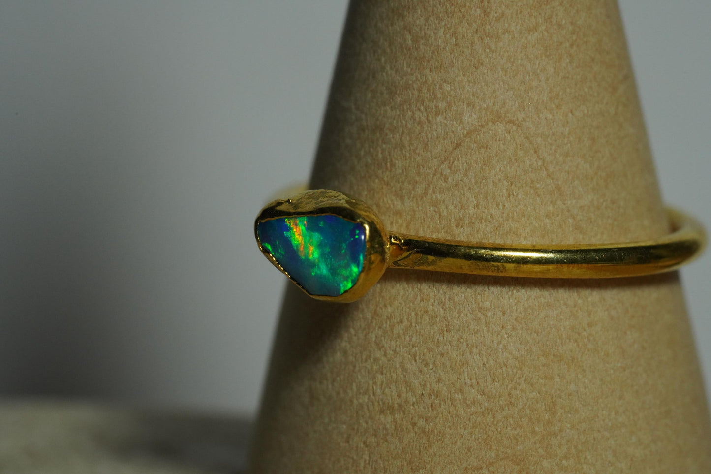 Single Raw Opal Gold Ring | Unique Gift for Her | October Birthstone | Electrform Opal Ring | Size 9