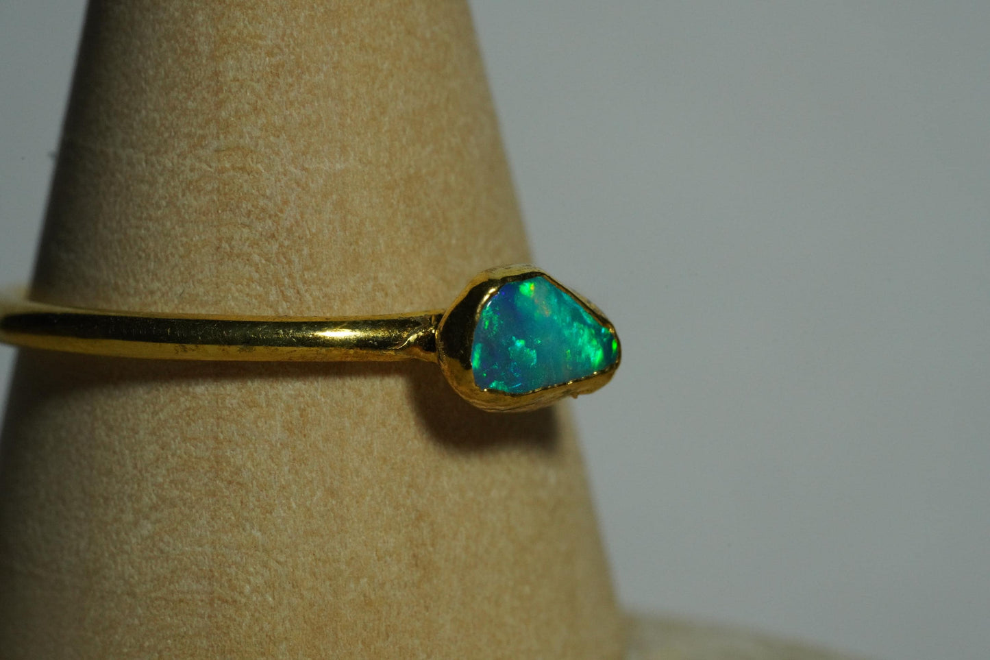 Single Raw Opal Gold Ring | Unique Gift for Her | October Birthstone | Electrform Opal Ring | Size 9