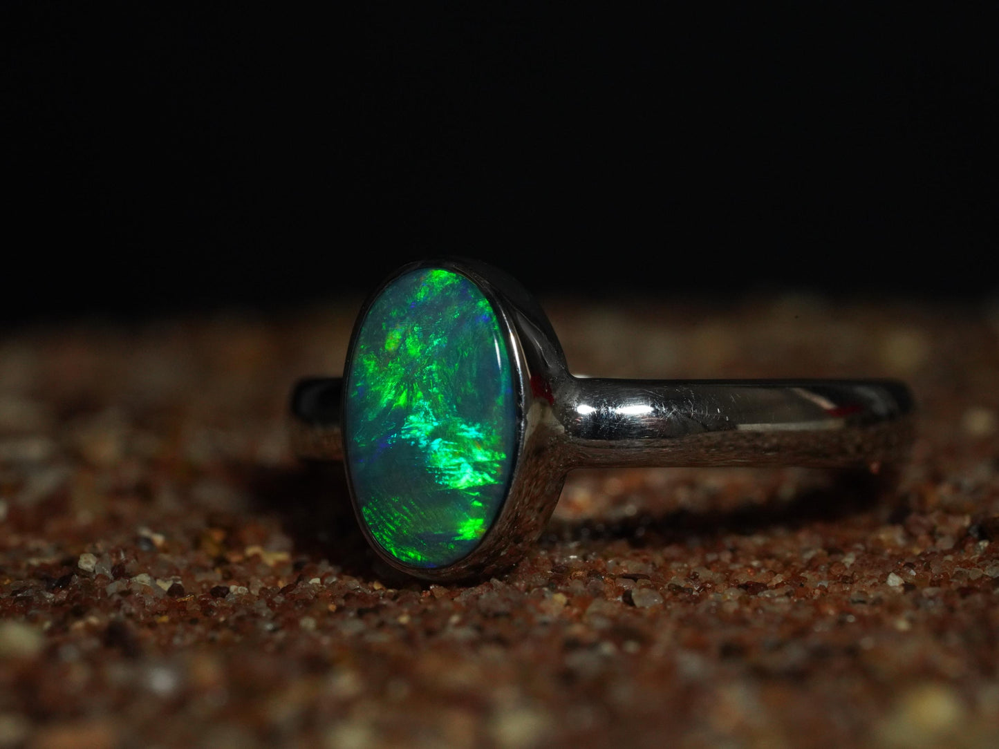 Australian Opal Doublet Silver Ring Size 8 US | Natural Unique Colourful Opal | Gift For Women October Birthstone