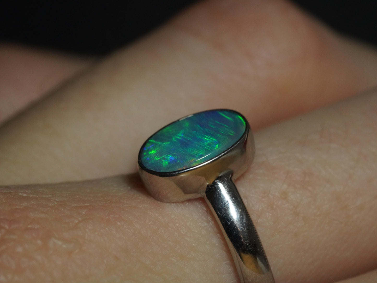 Australian Opal Doublet Silver Ring Size 8 US | Natural Unique Colourful Opal | Gift For Women October Birthstone