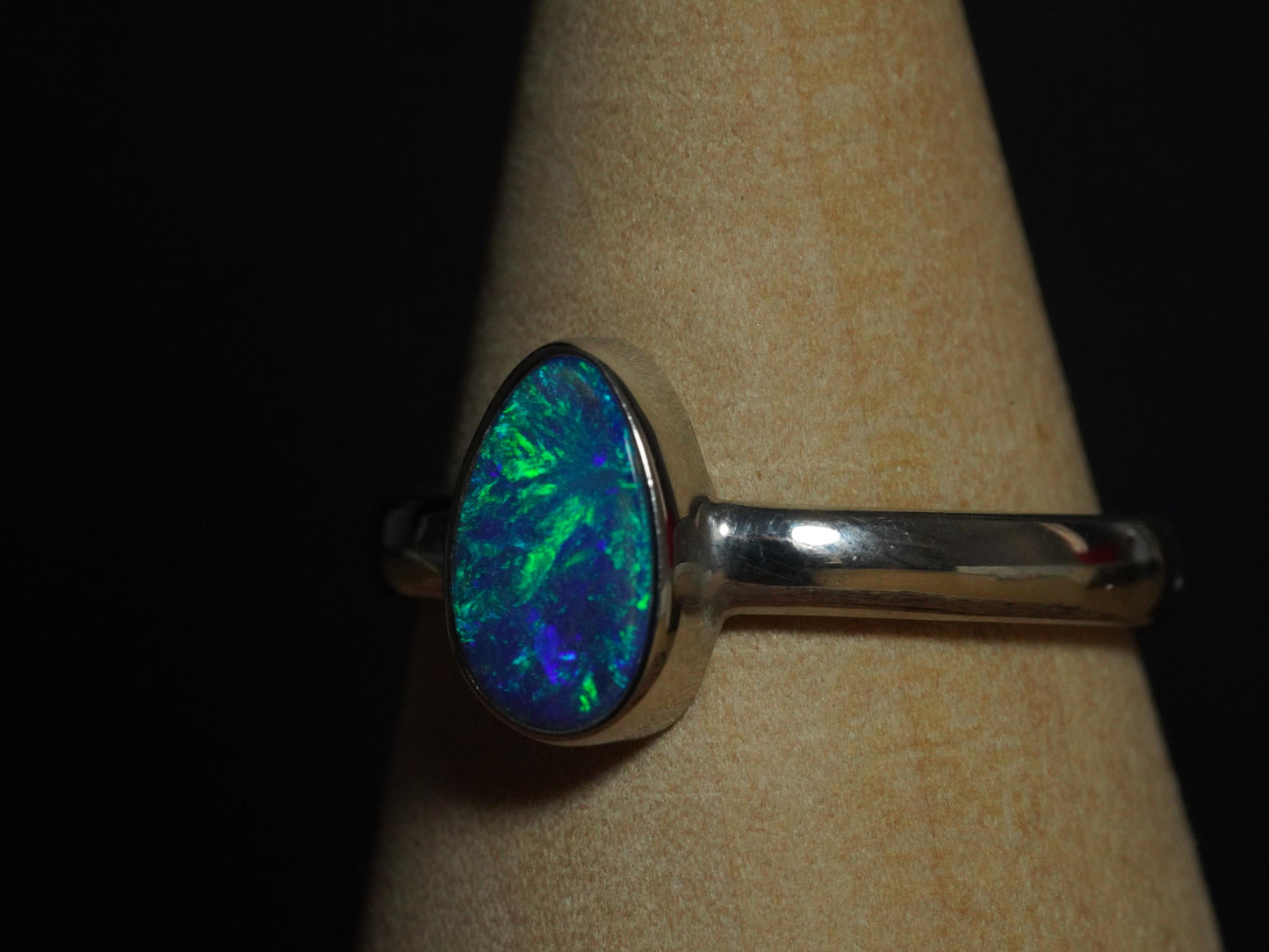 Australian Opal Doublet Silver Ring Size 8 US | Natural Unique Colourful Opal | Gift For Women October Birthstone