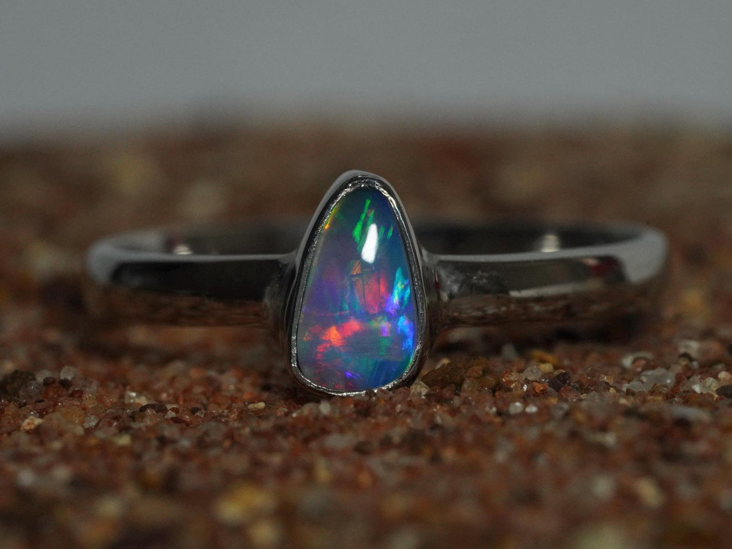 Australian Opal Doublet Silver Ring Size 8 US | Natural Unique Colourful Opal | Gift For Women October Birthstone