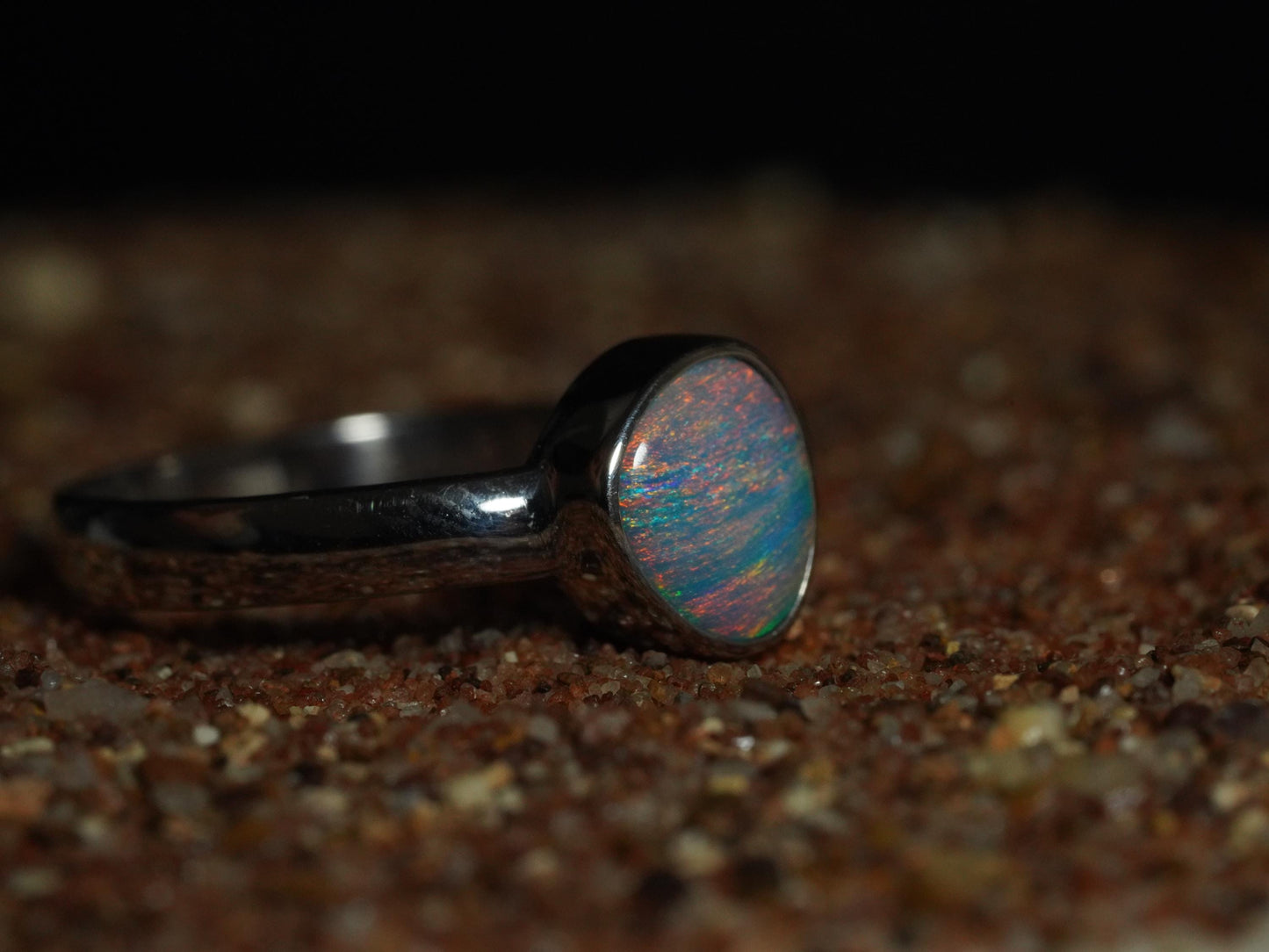 Australian Opal Doublet Silver Ring Size 7 US | Natural Unique Colourful Opal | Gift For Women October Birthstone
