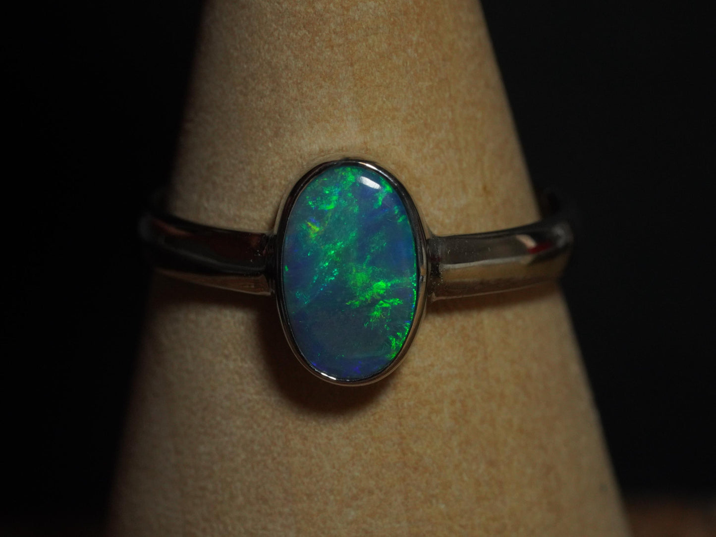Australian Opal Doublet Silver Ring Size 8 US | Natural Unique Colourful Opal | Gift For Women October Birthstone