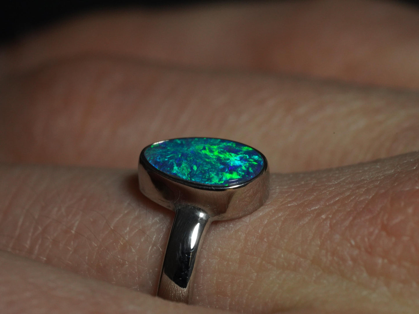 Australian Opal Doublet Silver Ring Size 8 US | Natural Unique Colourful Opal | Gift For Women October Birthstone
