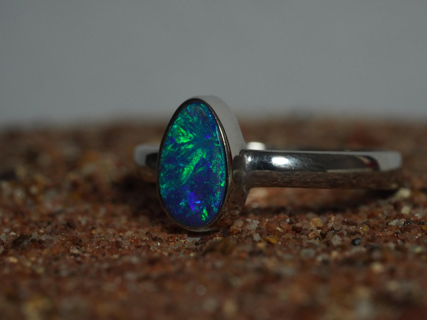 Australian Opal Doublet Silver Ring Size 8 US | Natural Unique Colourful Opal | Gift For Women October Birthstone