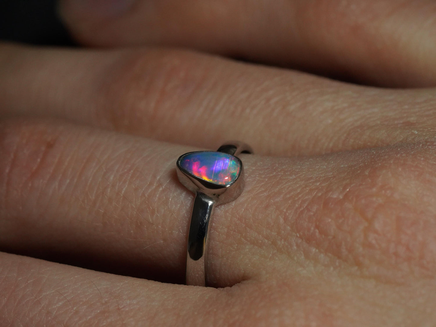 Australian Opal Doublet Silver Ring Size 8 US | Natural Unique Colourful Opal | Gift For Women October Birthstone