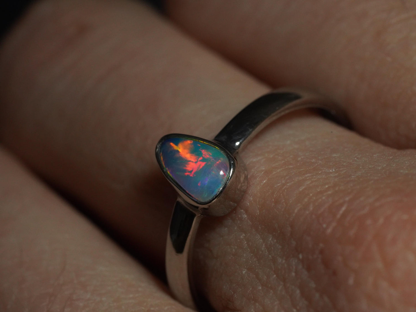 Australian Opal Doublet Silver Ring Size 8 US | Natural Unique Colourful Opal | Gift For Women October Birthstone