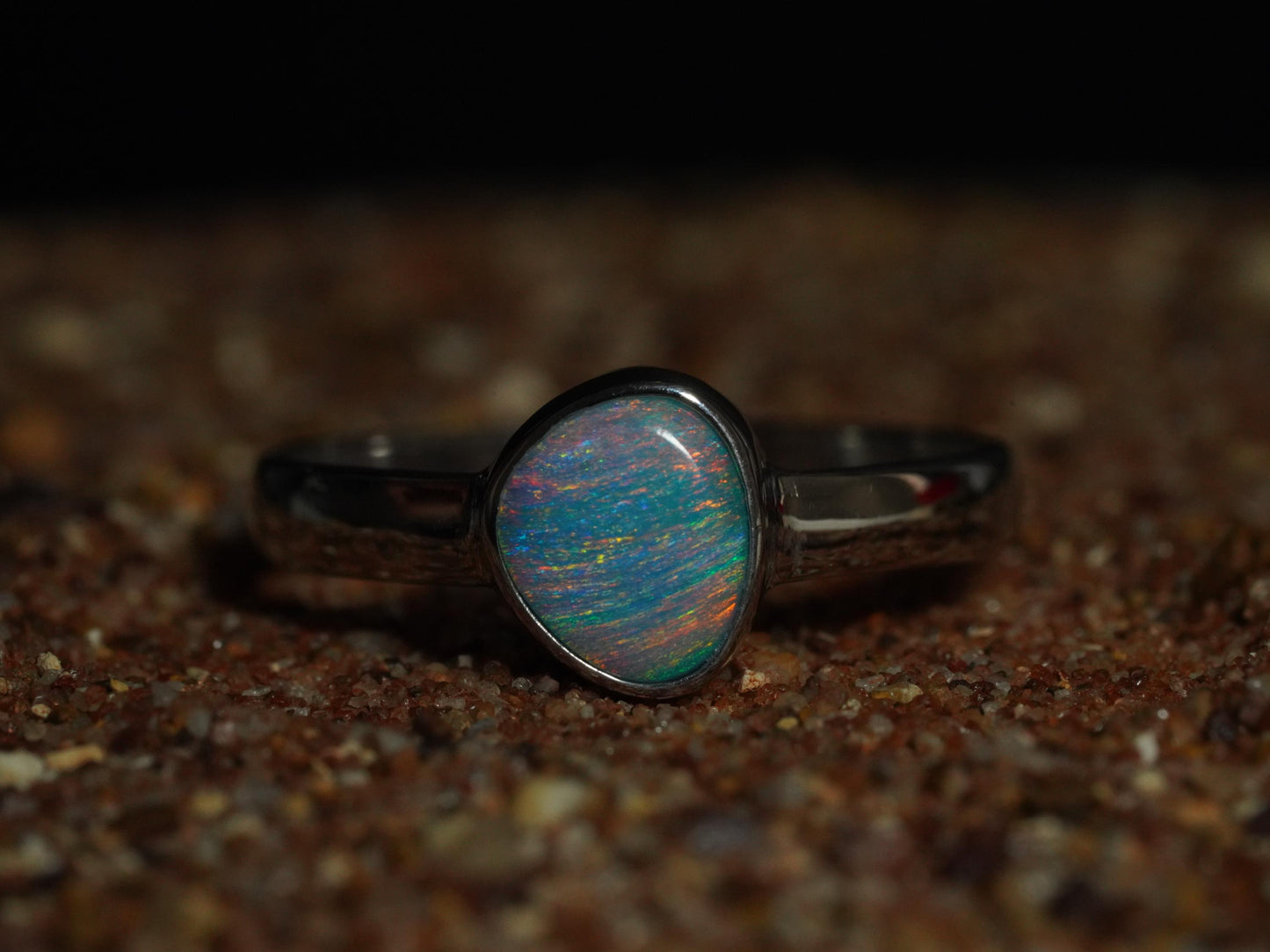 Australian Opal Doublet Silver Ring Size 7 US | Natural Unique Colourful Opal | Gift For Women October Birthstone