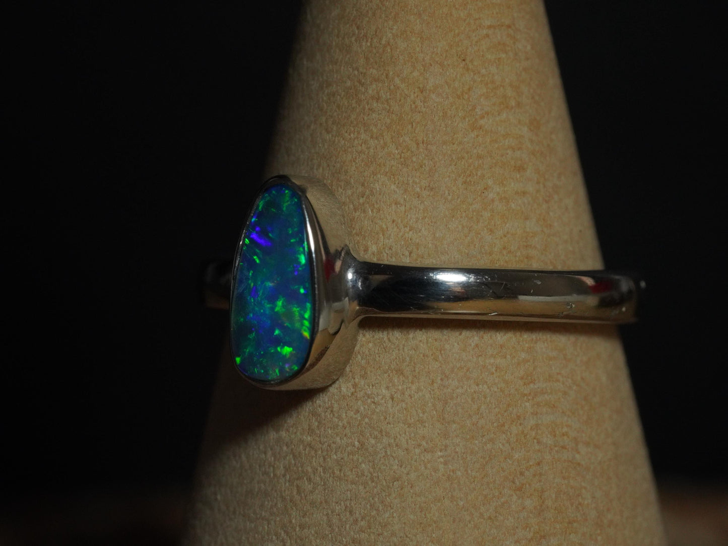Australian Opal Doublet Silver Ring Size 7 US | Natural Unique Colourful Opal | Gift For Women October Birthstone