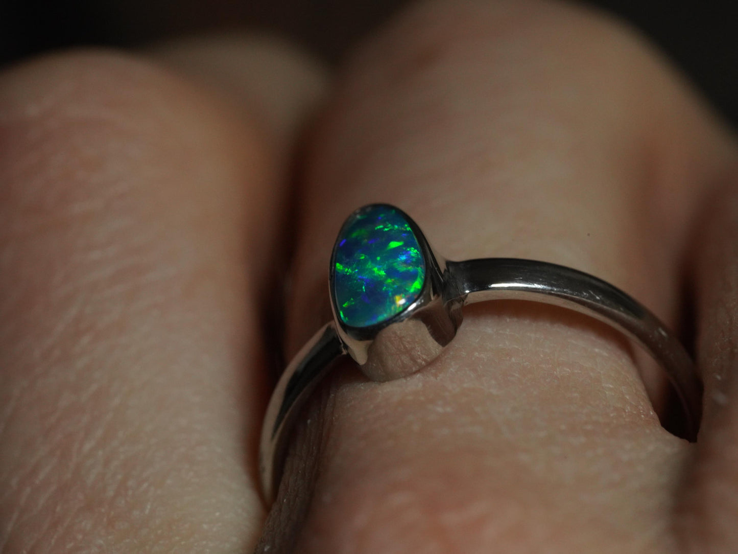 Australian Opal Doublet Silver Ring Size 7 US | Natural Unique Colourful Opal | Gift For Women October Birthstone
