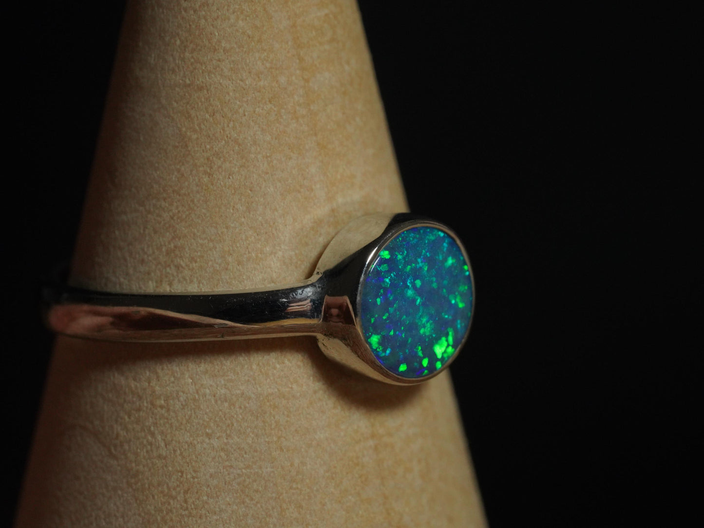 Australian Opal Doublet Silver Ring Size 7 US | Natural Unique Colourful Opal | Gift For Women October Birthstone