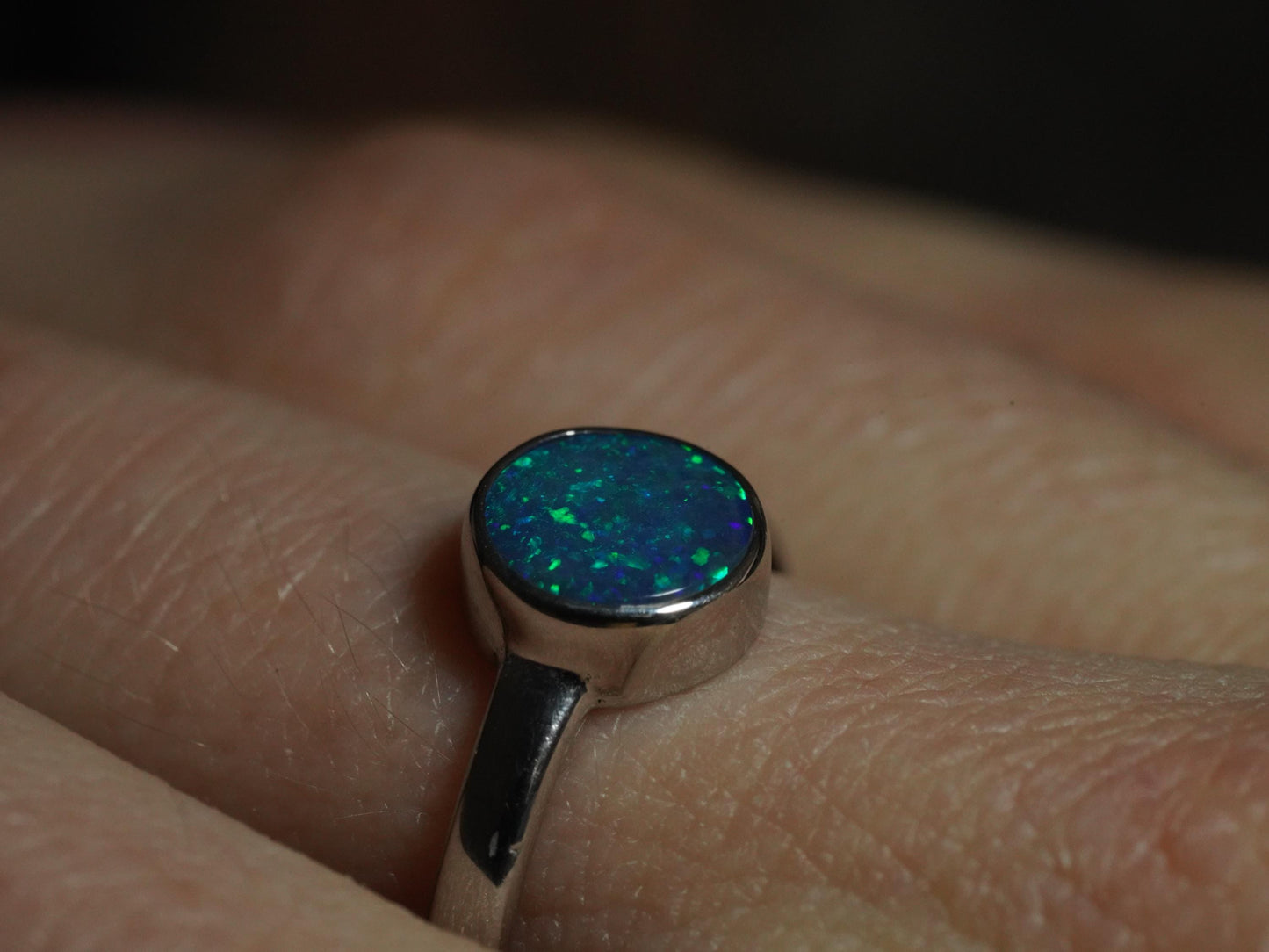 Australian Opal Doublet Silver Ring Size 7 US | Natural Unique Colourful Opal | Gift For Women October Birthstone