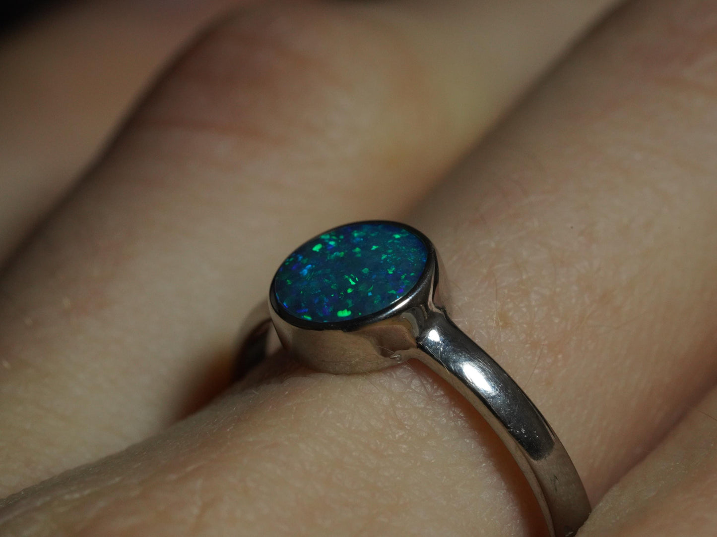 Australian Opal Doublet Silver Ring Size 7 US | Natural Unique Colourful Opal | Gift For Women October Birthstone