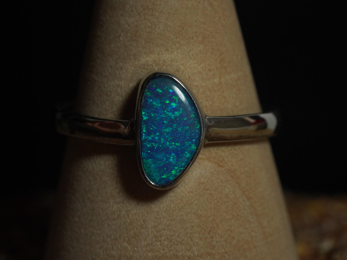 Australian Opal Doublet Silver Ring Size 9 US | Natural Unique Colourful Opal | Gift For Women October Birthstone