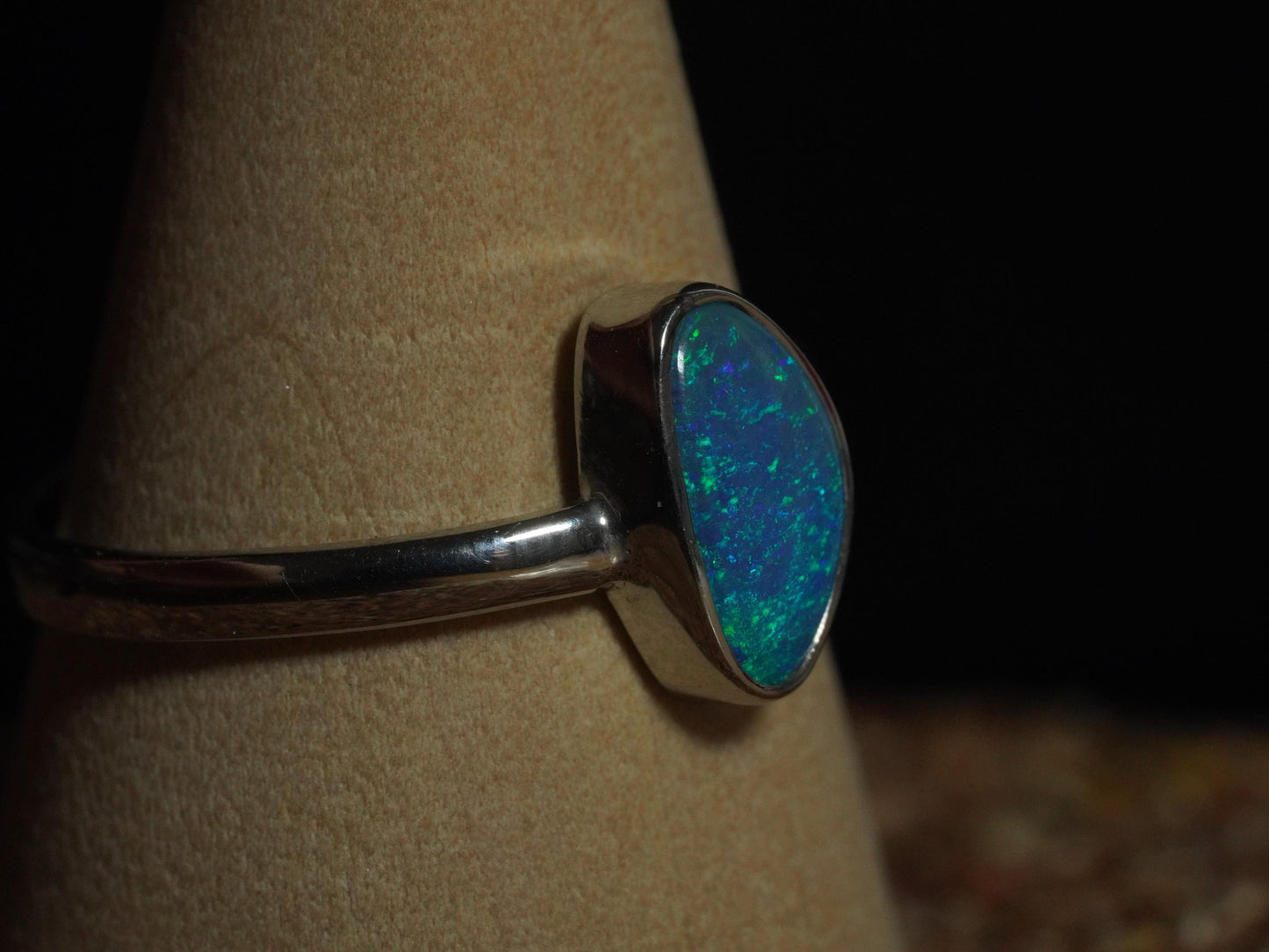 Australian Opal Doublet Silver Ring Size 9 US | Natural Unique Colourful Opal | Gift For Women October Birthstone