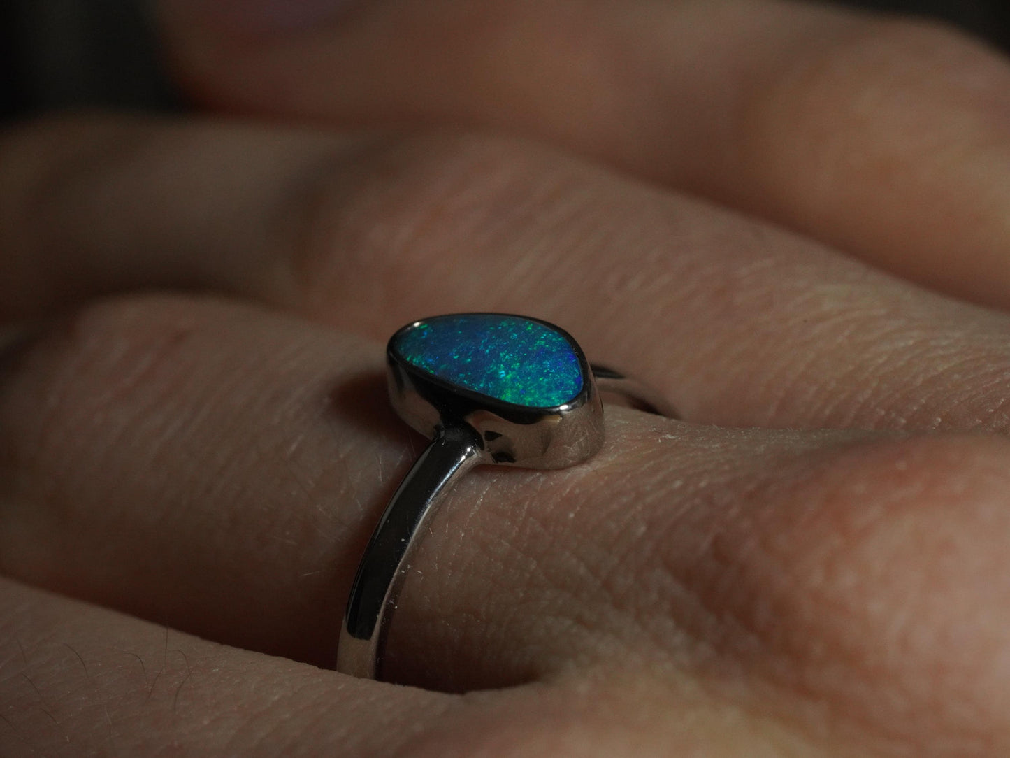 Australian Opal Doublet Silver Ring Size 9 US | Natural Unique Colourful Opal | Gift For Women October Birthstone