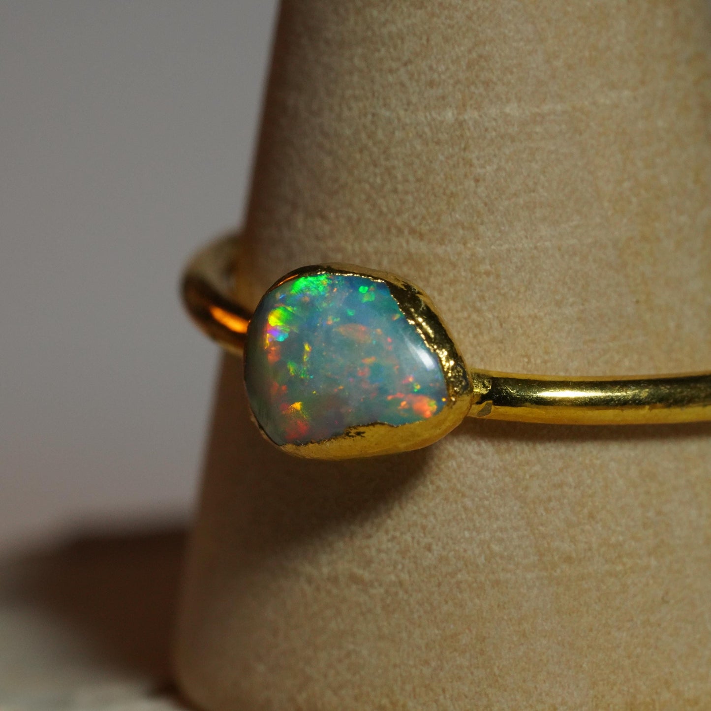 Single Raw Opal Gold Ring | Unique Gift for Her | October Birthstone | Electrform Opal Ring | US Size 10
