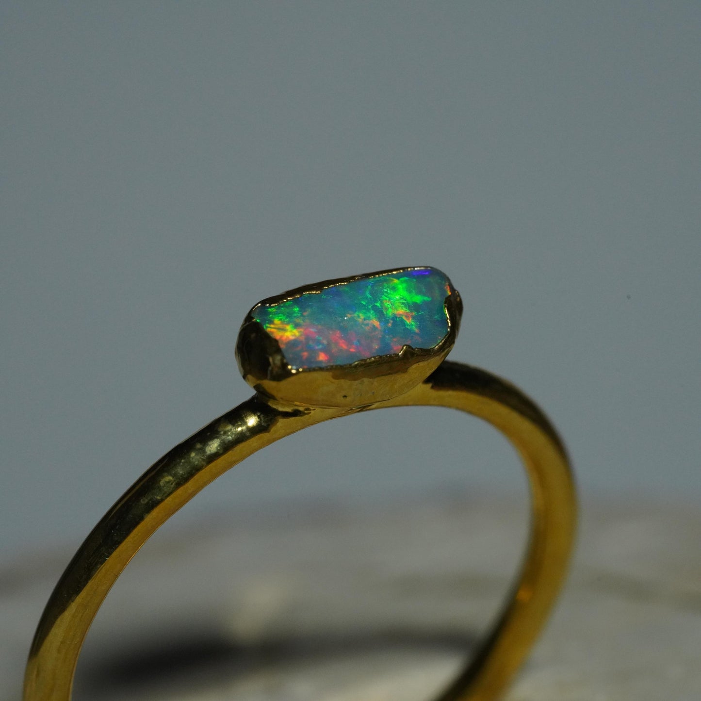 Single Raw Opal Gold Ring | Unique Gift for Her | October Birthstone | Electrform Opal Ring | US Size 9