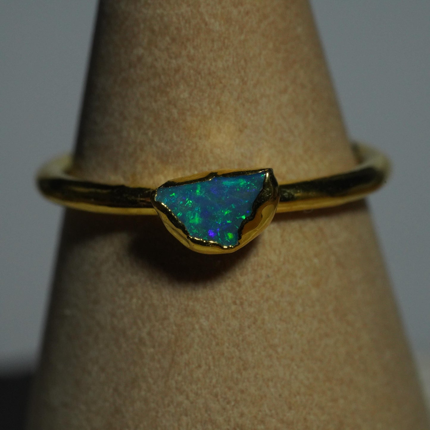 Single Raw Opal Gold Ring | Unique Gift for Her | October Birthstone | Electrform Opal Ring | US Size 6