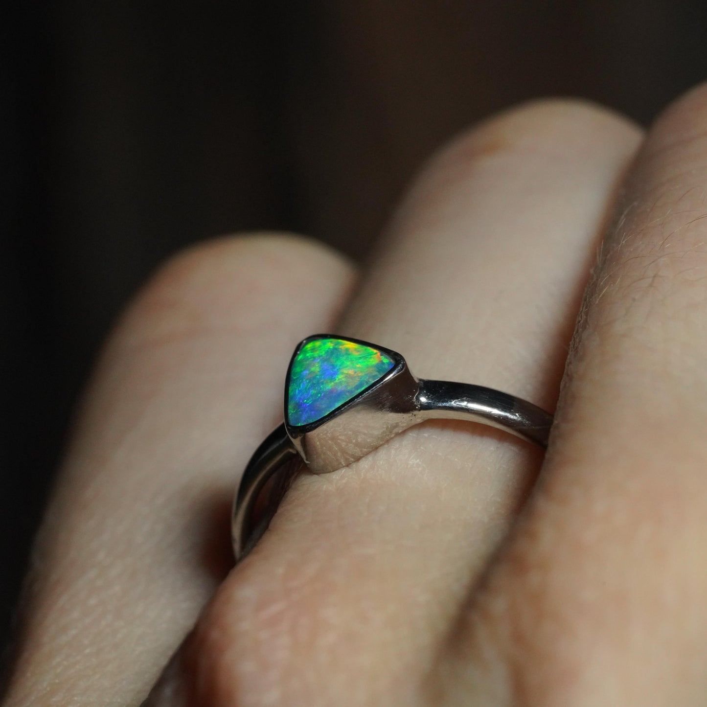 Australian Opal Silver Ring Size 7 | Natural Unique Colourful Opal | Gift For Women October Birthstone