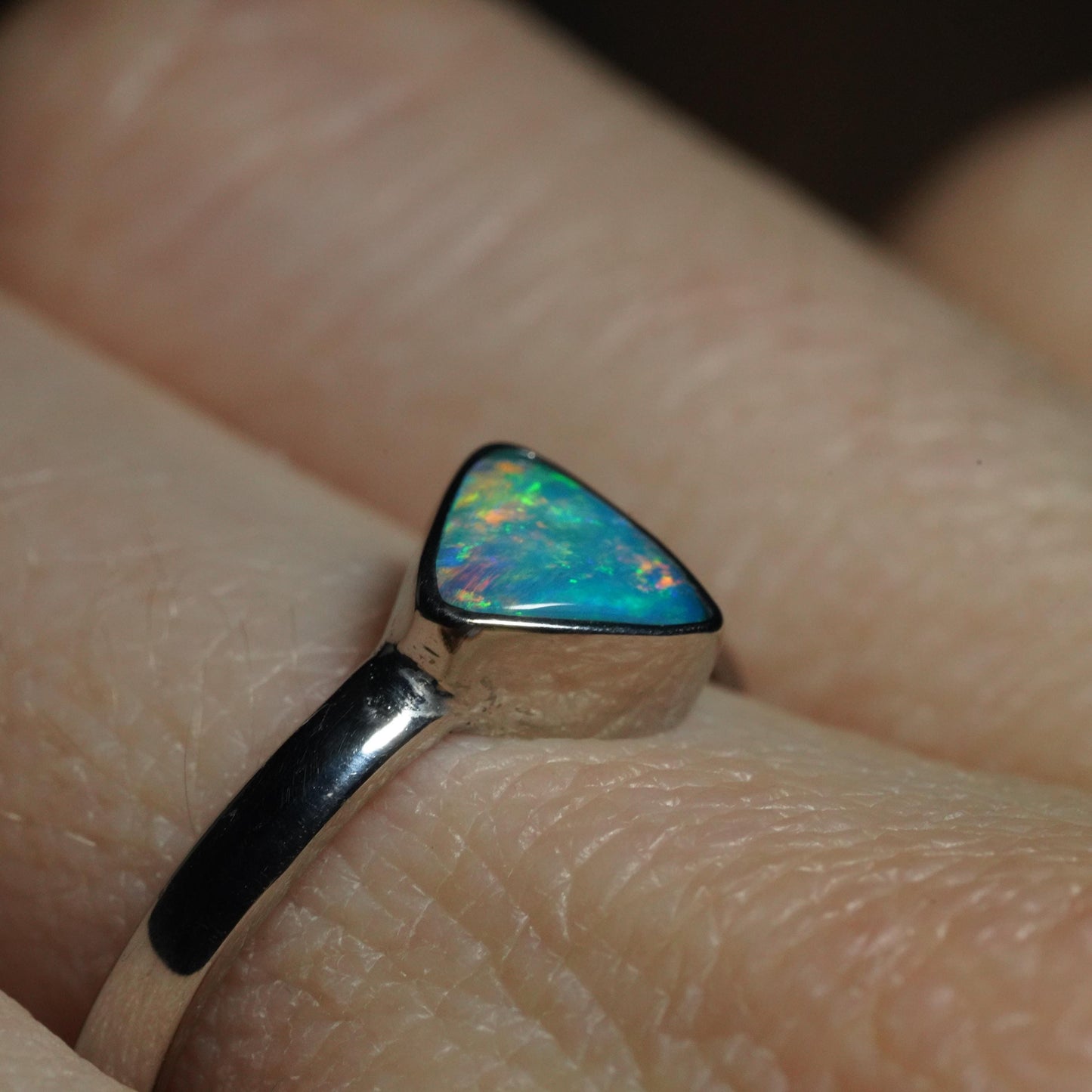Australian Opal Silver Ring Size 7 | Natural Unique Colourful Opal | Gift For Women October Birthstone