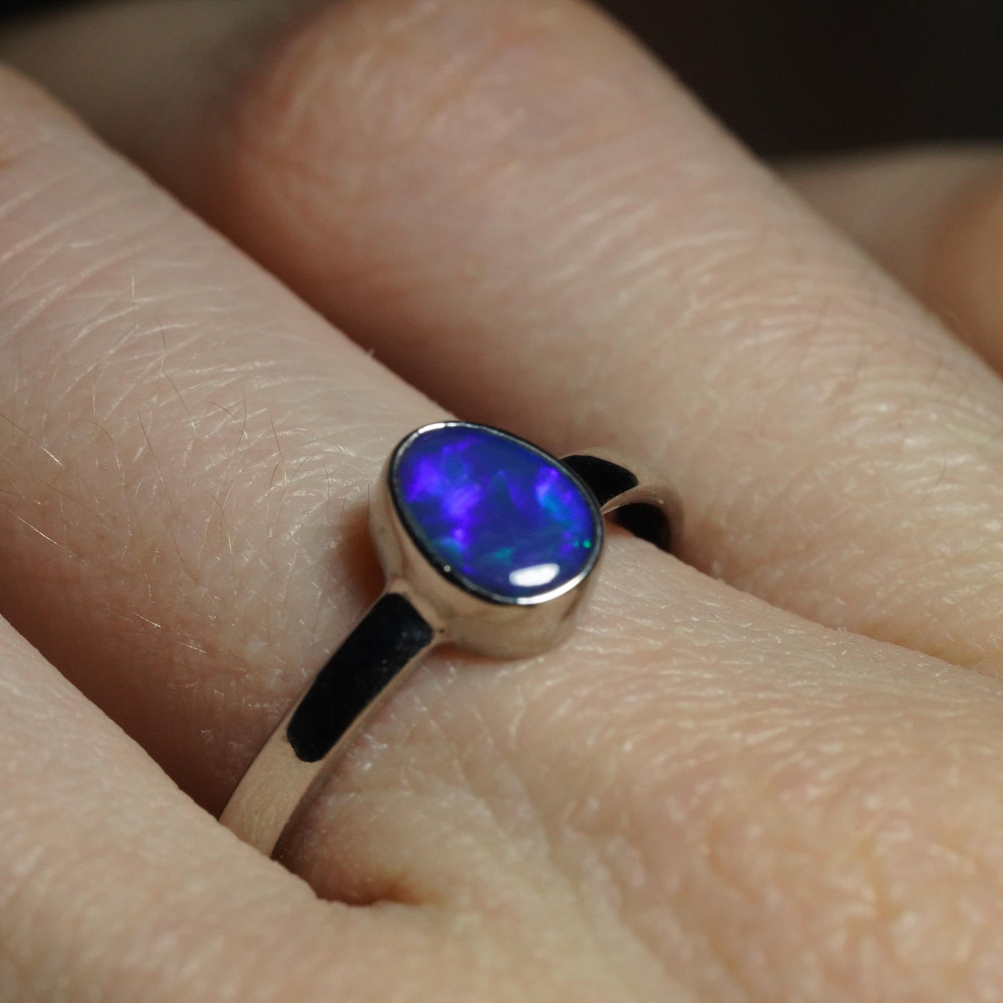 Australian Opal Doublet Silver Ring Size 8 US | Natural Unique Colourful Opal | Gift For Women October Birthstone