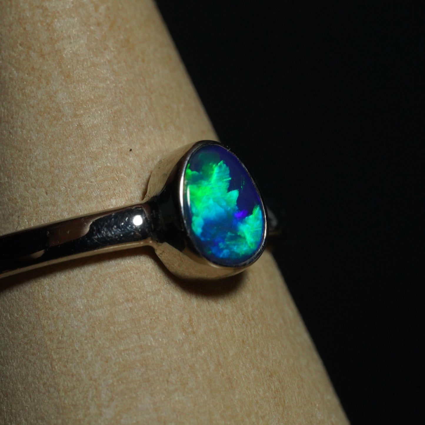 Australian Opal Doublet Silver Ring Size 8 US | Natural Unique Colourful Opal | Gift For Women October Birthstone
