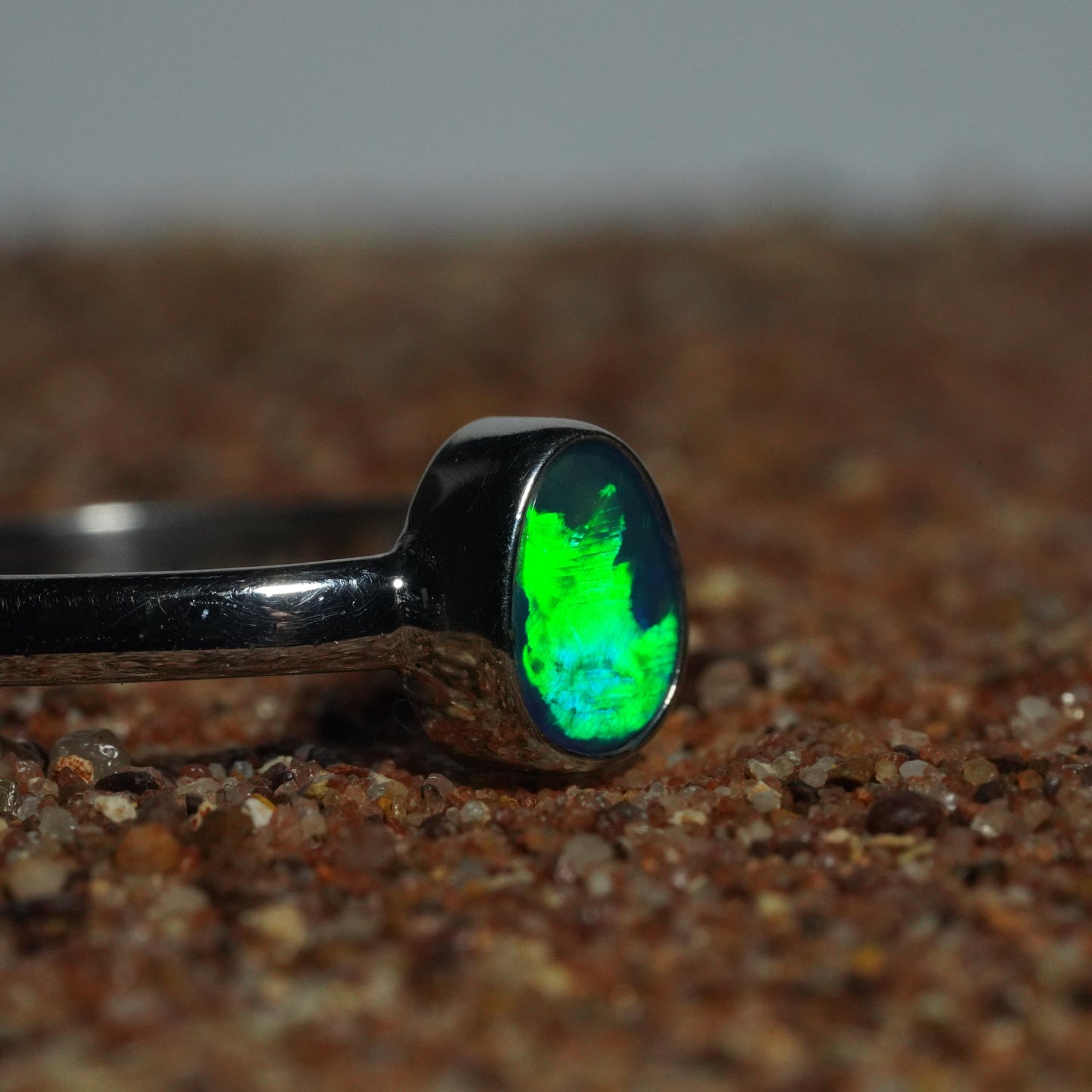 Australian Opal Doublet Silver Ring Size 8 US | Natural Unique Colourful Opal | Gift For Women October Birthstone