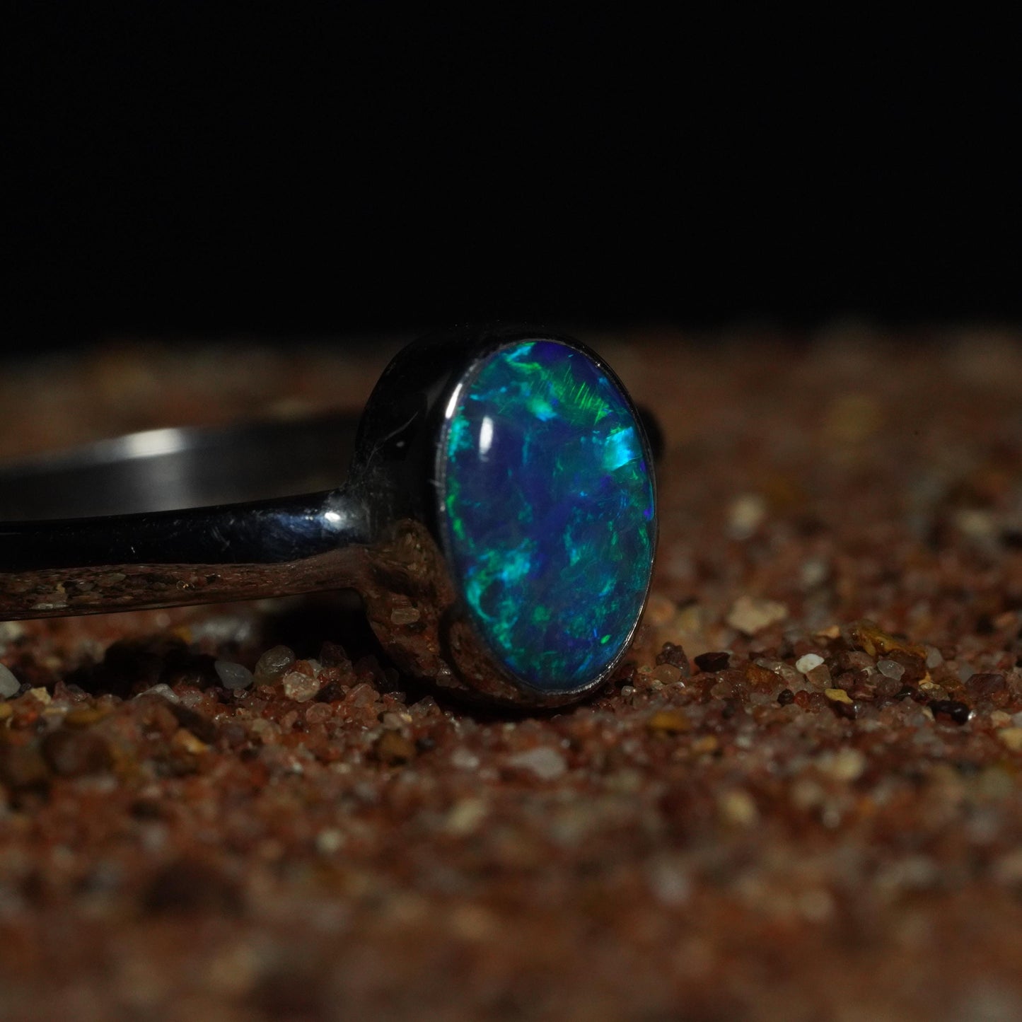 Australian Opal Doublet Silver Ring Size 8 US | Natural Unique Colourful Opal | Gift For Women October Birthstone