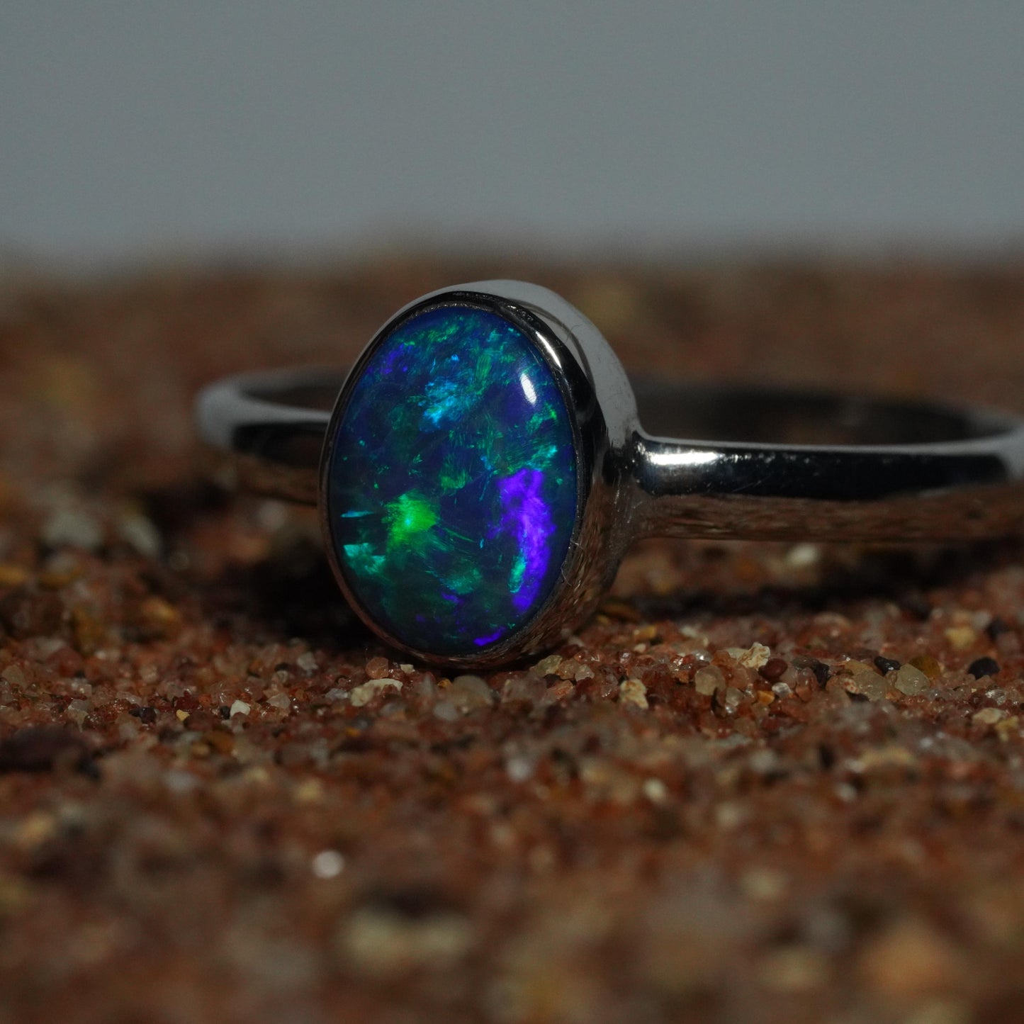 Australian Opal Doublet Silver Ring Size 8 US | Natural Unique Colourful Opal | Gift For Women October Birthstone