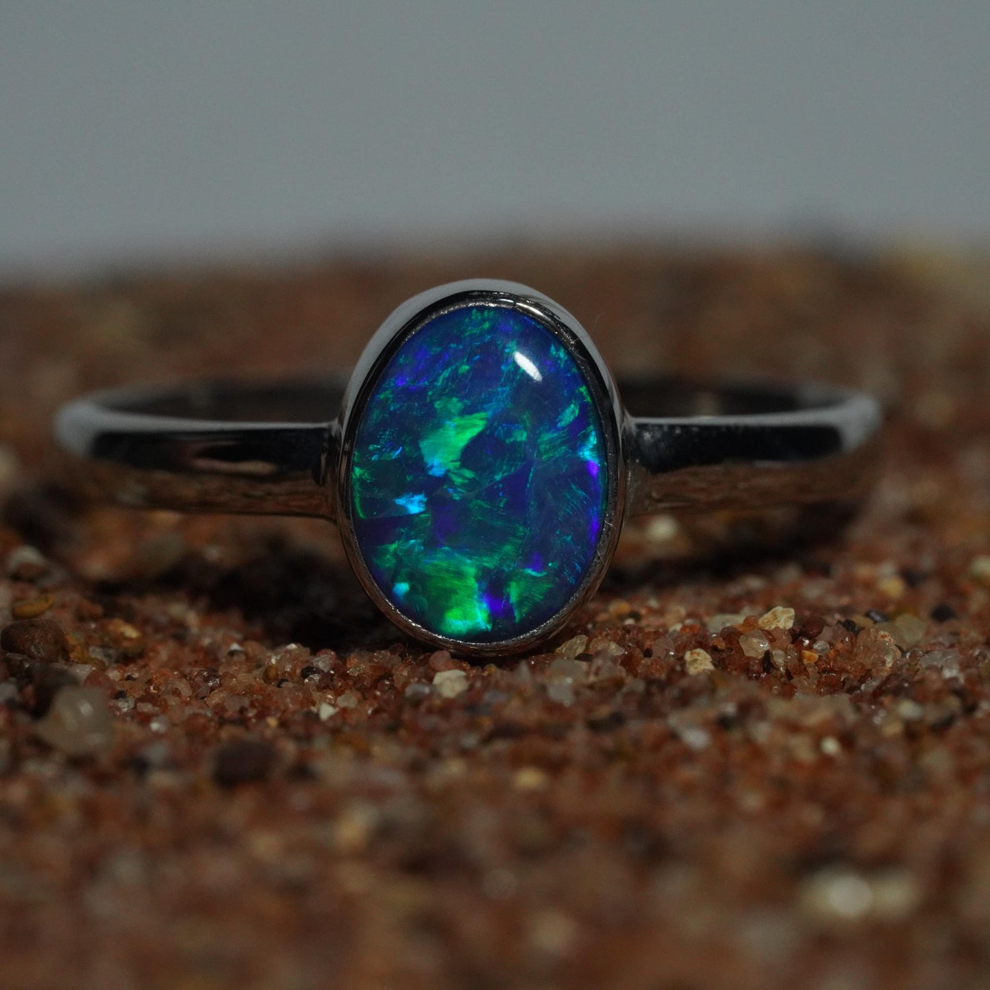 Australian Opal Doublet Silver Ring Size 8 US | Natural Unique Colourful Opal | Gift For Women October Birthstone