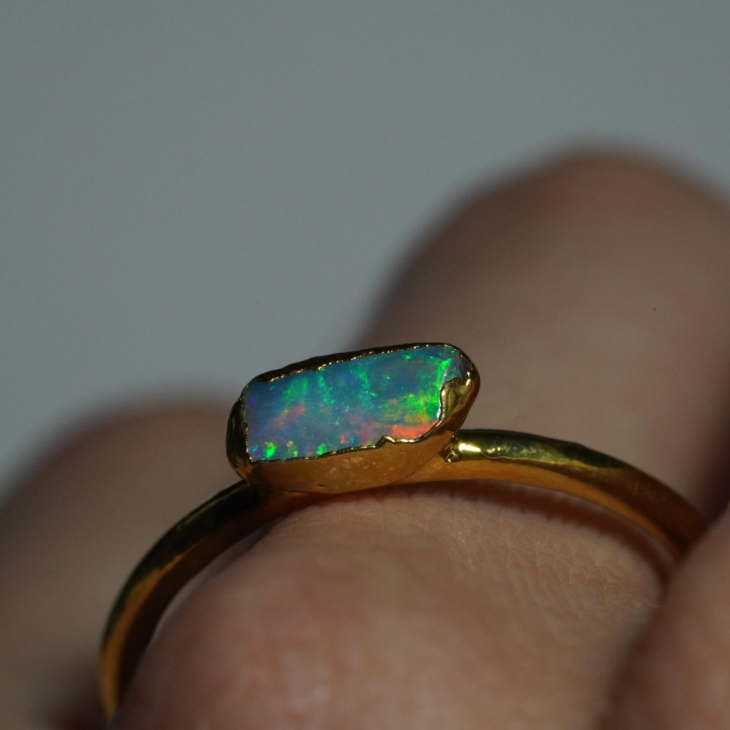 Single Raw Opal Gold Ring | Unique Gift for Her | October Birthstone | Electrform Opal Ring | US Size 9