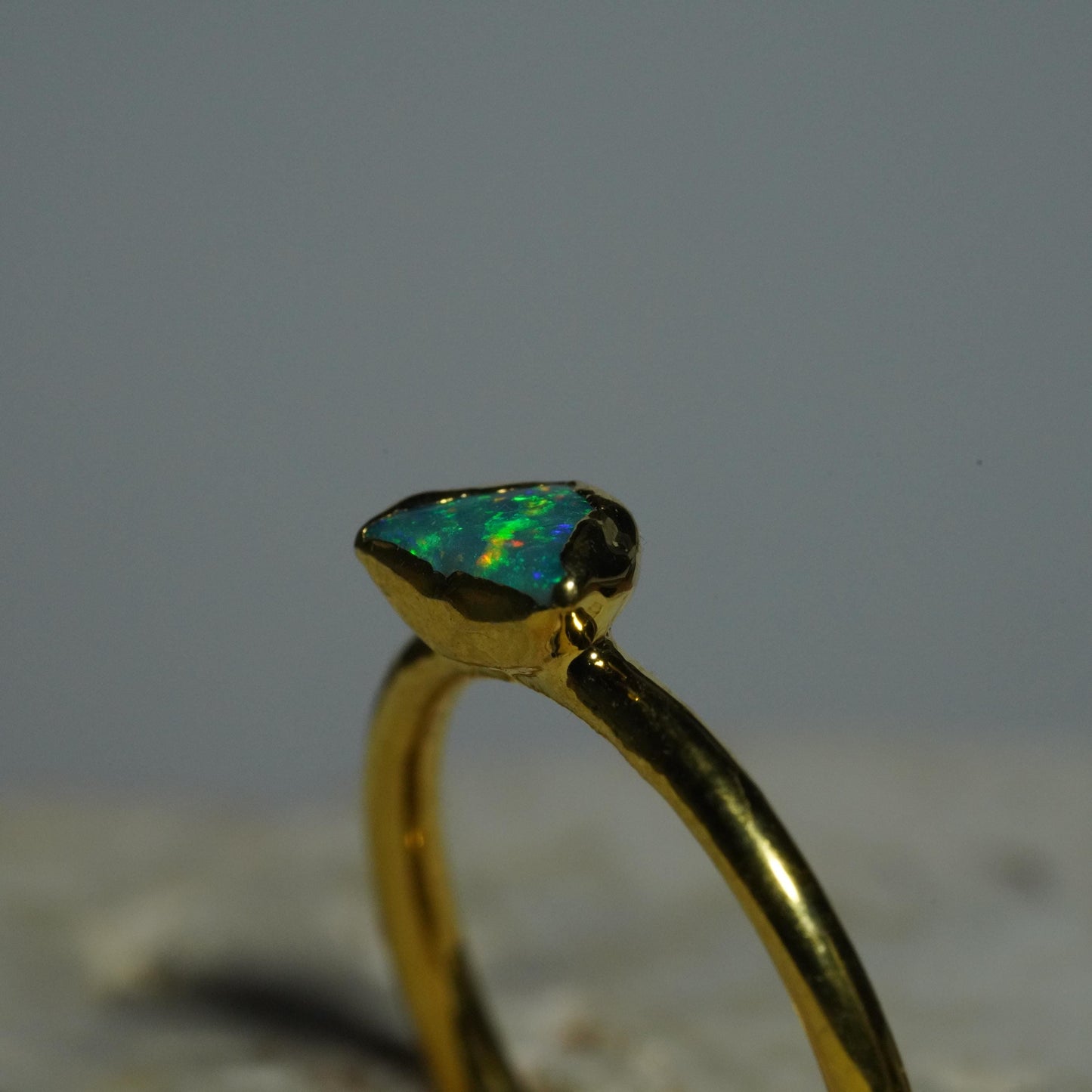 Single Raw Opal Gold Ring | Unique Gift for Her | October Birthstone | Electrform Opal Ring | US Size 6