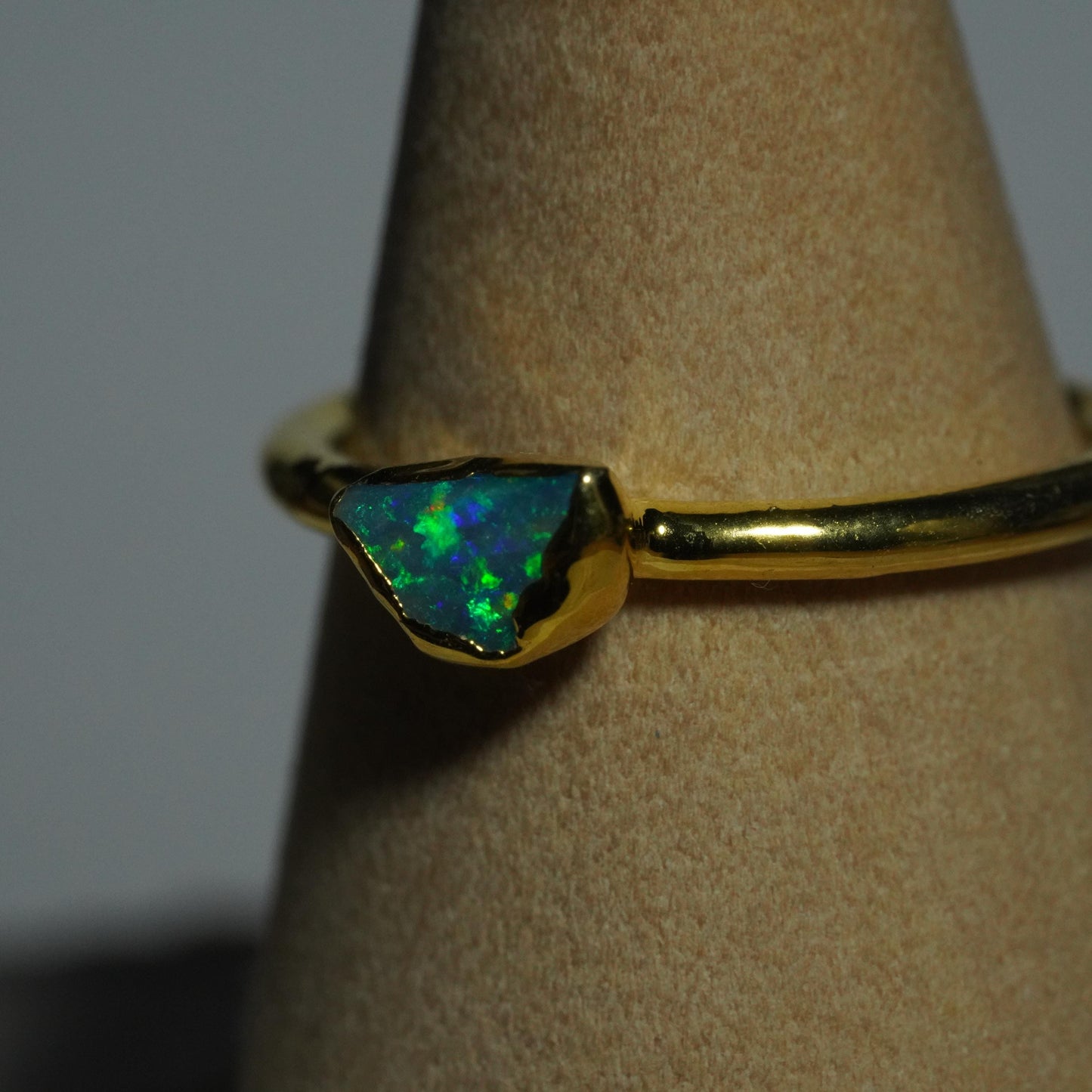 Single Raw Opal Gold Ring | Unique Gift for Her | October Birthstone | Electrform Opal Ring | US Size 6
