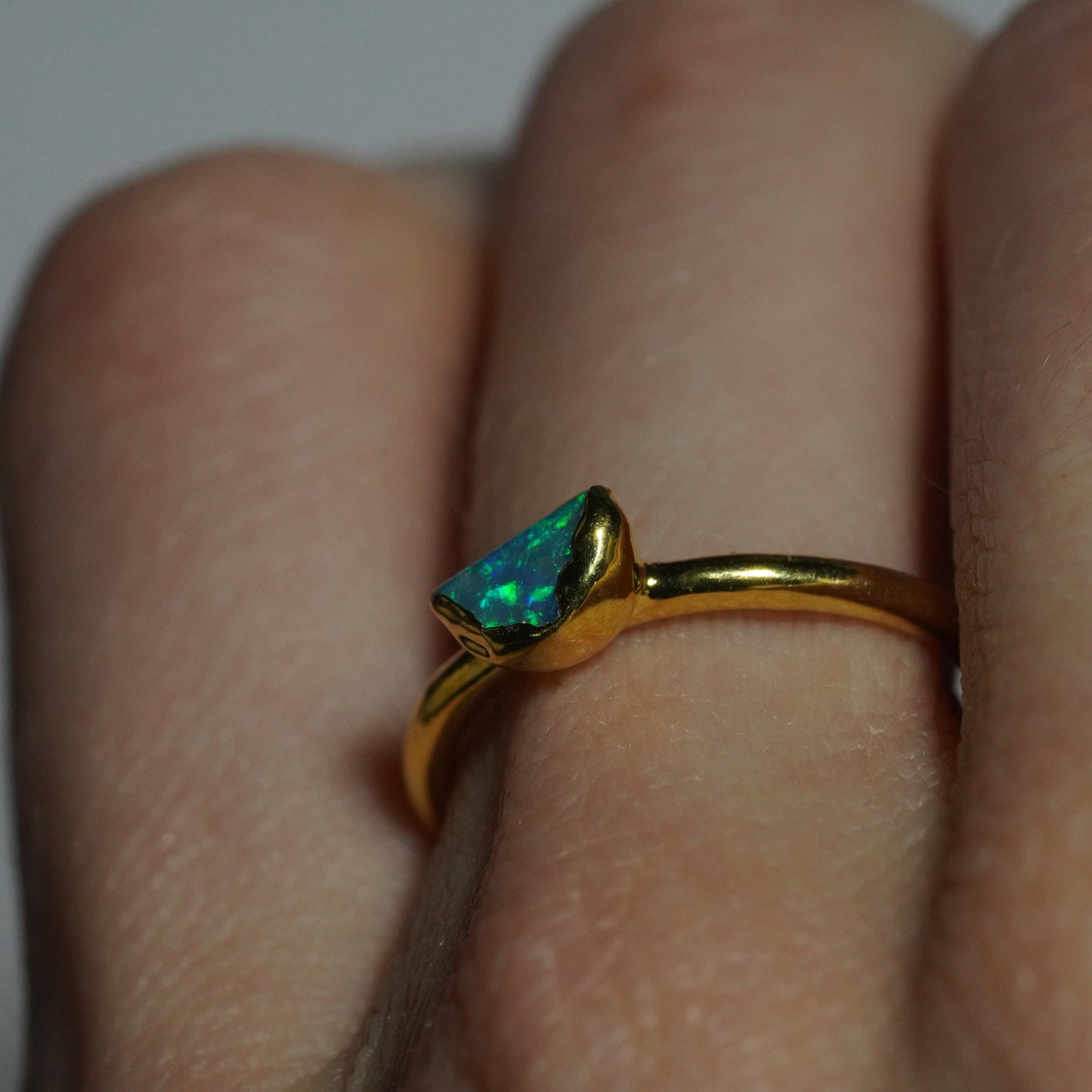 Single Raw Opal Gold Ring | Unique Gift for Her | October Birthstone | Electrform Opal Ring | US Size 6