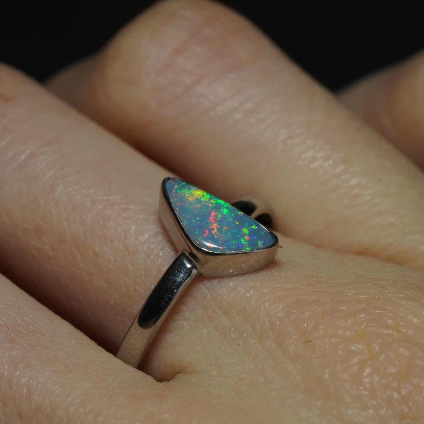 Australian Opal Doublet Silver Ring Size 9 US | Natural Unique Colourful Opal | Gift For Women October Birthstone