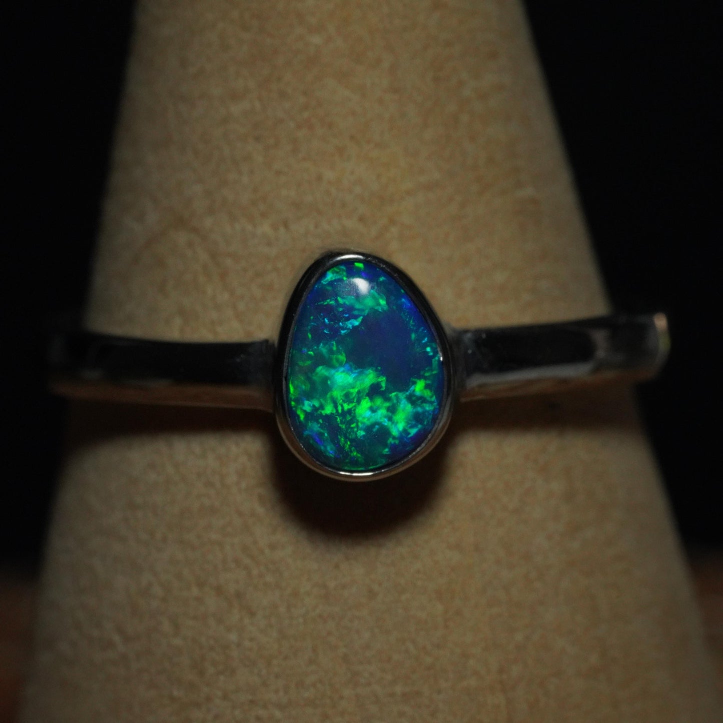 Australian Opal Doublet Silver Ring Size 9 US | Natural Unique Colourful Opal | Gift For Women October Birthstone